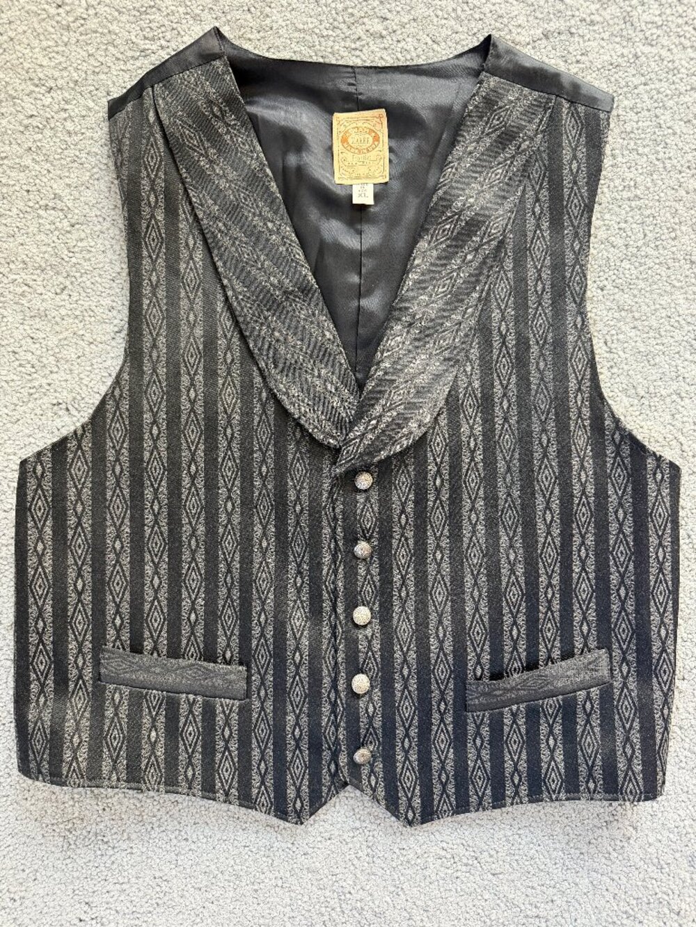 Wah Maker Frontier Western Gambler Vest Geometric Stripe Diamond XL USA